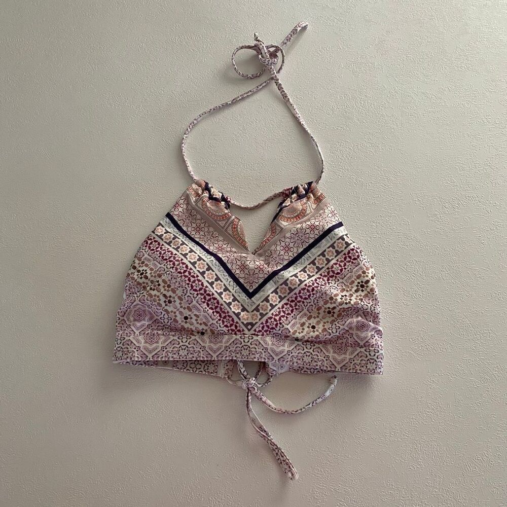 Athleta Printed Halter Swim Top Small | Adjustable Boho Bikini Top Summer Beachw